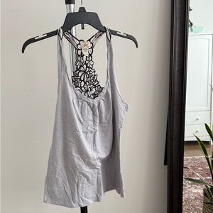 Gray Lace Back Women's Top
